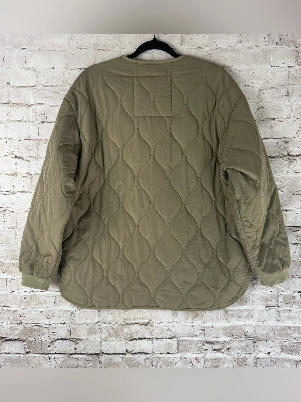 JOIE Women's Large Olive Green Quilted Bomber Jacket Pockets Nylon Lg L - Picture 6 of 7